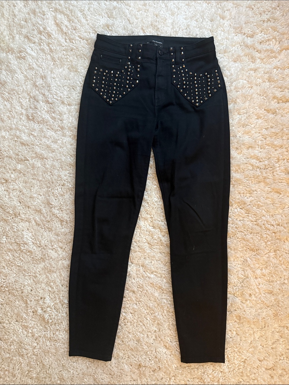 The Kooples Black Studded High-Waist Womens Jeans
